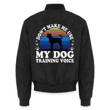 Dänischer schwedischer Bauernhund Hund Silhouette Retro Sonnenuntergang - Unisex Bomberjacke - Schwarz - Hinten - AI Model Male 185 light (185cm)