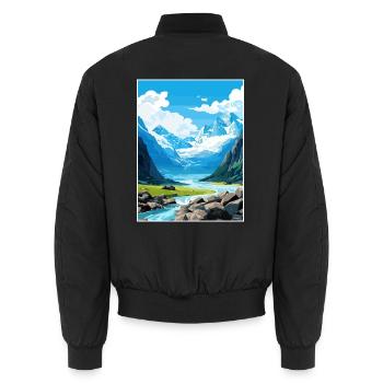 Franz Josef Gletscher Neuseeland Reiseposter - Unisex Bomberjacke - Schwarz - Hinten - AI Model Male 185 light (185cm)