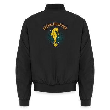 Frühschwimmer Seepferdchen Bestanden Abzeichen - Unisex Bomberjacke - Schwarz - Hinten - AI Model Male 185 light (185cm)