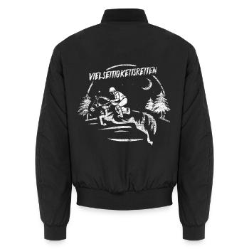 Kühne Vielseitigkeitsreiter Geländeritt - Unisex Bomberjacke - Schwarz - Hinten - AI Model Male 185 light (185cm)