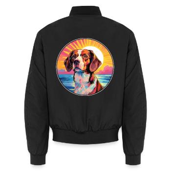 Bretagne Hunderasse Bunte Karikatur Aquarell - Unisex Bomberjacke - Schwarz - Hinten - AI Model Male 185 light (185cm)