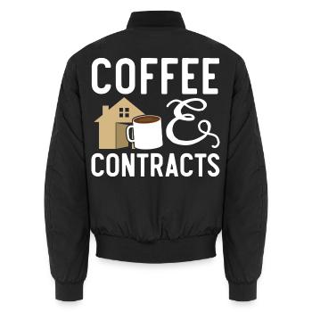 Kaffee und Verträge Haus Makler Immobilienmakler - Unisex Bomberjacke - Schwarz - Hinten - AI Model Male 185 light (185cm)
