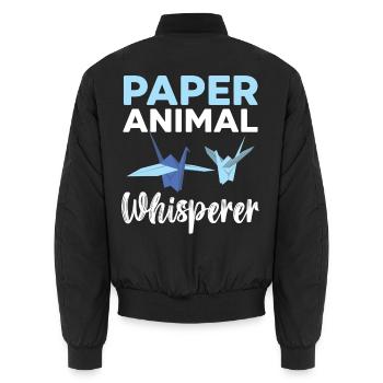 Papiertierflüsterer Papierkunst Japanische Kunst - Unisex Bomberjacke - Schwarz - Hinten - AI Model Male 185 light (185cm)