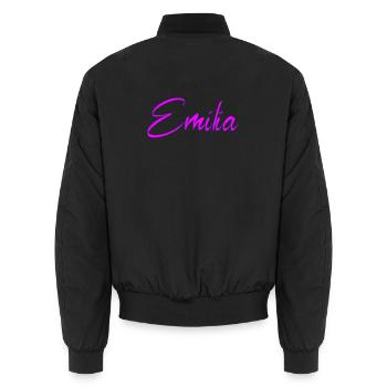 Emilia Neon Script - Unisex Bomberjacke - Schwarz - Hinten - AI Model Male 185 light (185cm)
