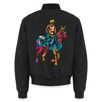 Zähe Distanzreiterin Langstrecke - Unisex Bomberjacke - Schwarz - Hinten - AI Model Male 185 light (185cm)