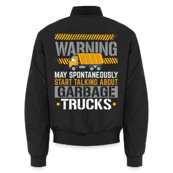 Spontan anfangen über Müllwagen zu reden - Unisex Bomberjacke - Schwarz - Hinten - AI Model Male 185 light (185cm)