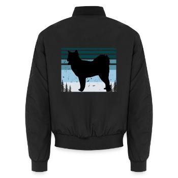 Kanadischer Eskimo Hund Liebe Silhouette Vintage Sonnenuntergang - Unisex Bomberjacke - Schwarz - Hinten - AI Model Male 185 light (185cm)