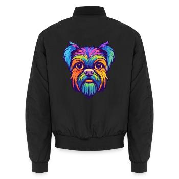 Brüsseler Greif Hunderasse Karikatur Kawaii Illustra - Unisex Bomberjacke - Schwarz - Hinten - AI Model Male 185 light (185cm)