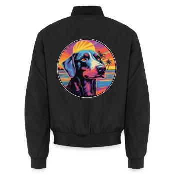 Jugoslawischer Jagdhund Rasse buntes Karikaturwasser - Unisex Bomberjacke - Schwarz - Hinten - AI Model Male 185 light (185cm)