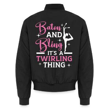 Ich falle nicht, ich mache zufällige Schwerkraft-C - Unisex Bomberjacke - Schwarz - Hinten - AI Model Male 185 light (185cm)