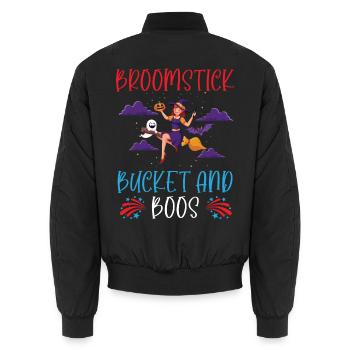 Besenstiel Eimer und Boos Hausmeister Halloween - Unisex Bomberjacke - Schwarz - Hinten - AI Model Male 185 light (185cm)