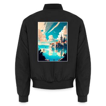 Split Kroatien Vintage Reiseposter WPA Souvenir - Unisex Bomberjacke - Schwarz - Hinten - AI Model Male 185 light (185cm)