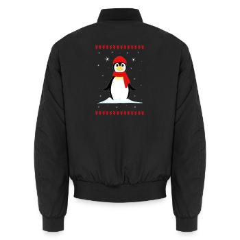 Pinguin Weihnachten Winter - Unisex Bomberjacke - Schwarz - Hinten - AI Model Male 185 light (185cm)