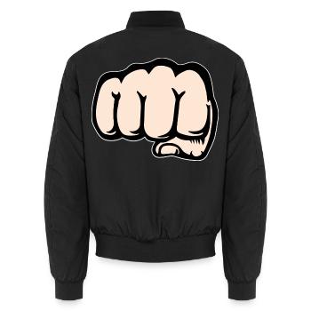 Faust Hand Symbol vorne - Unisex Bomberjacke - Schwarz - Hinten - AI Model Male 185 light (185cm)