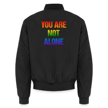 You are not alone - Regenbogen - Unisex Bomberjacke - Schwarz - Hinten - AI Model Male 185 light (185cm)