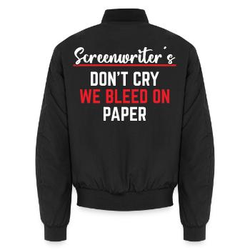 Drehbuchautorin Wir Bluten Auf Papier - Unisex Bomberjacke - Schwarz - Hinten - AI Model Male 185 light (185cm)