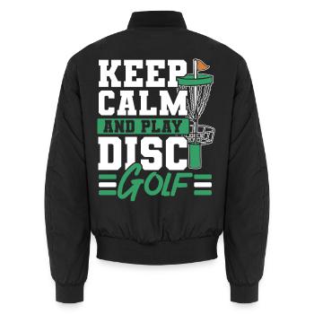 Ruhig bleiben und Disc Golf spielen Freizeit-Werfe - Unisex Bomberjacke - Schwarz - Hinten - AI Model Male 185 light (185cm)