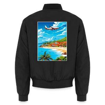 Saint Maarten Karibik Vintage Reiseposter - Unisex Bomberjacke - Schwarz - Hinten - AI Model Male 185 light (185cm)