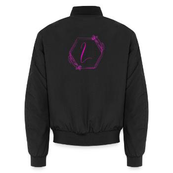 Monogramm L im Rosen-Rahmen - Unisex Bomberjacke - Schwarz - Hinten - AI Model Male 185 light (185cm)