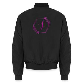 J Monogramm mit Blütenrahmen - Unisex Bomberjacke - Schwarz - Hinten - AI Model Male 185 light (185cm)