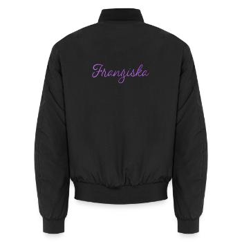 Name Franziska  - Unisex Bomberjacke - Schwarz - Hinten - AI Model Male 185 light (185cm)