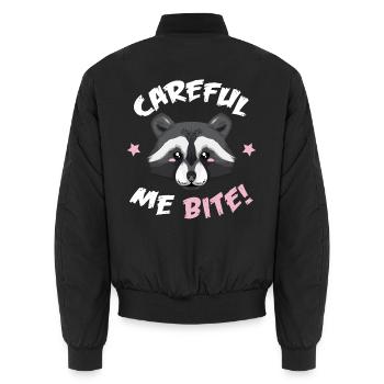 Careful, me bite! - Süßer Waschbär - Unisex Bomberjacke - Schwarz - Hinten - AI Model Male 185 light (185cm)