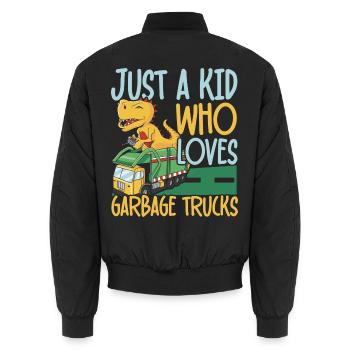 Nur ein Kind, das Müllwagen und Recycling liebt - Unisex Bomberjacke - Schwarz - Hinten - AI Model Male 185 light (185cm)