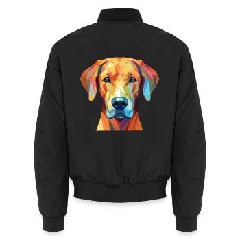 Rhodesian Ridgeback Hunderasse buntes Aquarell - Unisex Bomberjacke - Schwarz - Hinten - AI Model Male 185 light (185cm)