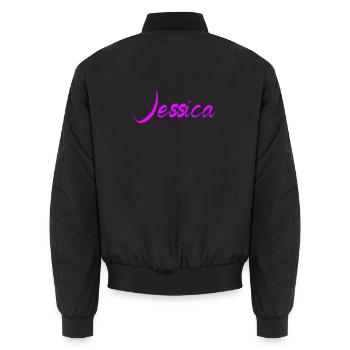 Jessica Neon Script Pink - Unisex Bomberjacke - Schwarz - Hinten - AI Model Male 185 light (185cm)