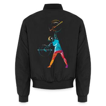 Schwungvolles Stabdrehen Majorette - Unisex Bomberjacke - Schwarz - Hinten - AI Model Male 185 light (185cm)