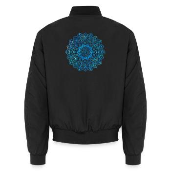 Mandala - Blau - Unisex Bomberjacke - Schwarz - Hinten - AI Model Male 185 light (185cm)