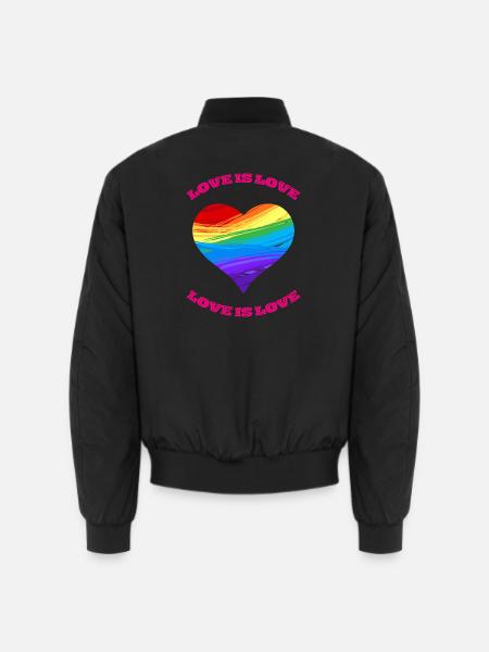 Liebe ist Liebe. Regenbogen-Herz-Design. - Unisex Bomberjacke - Schwarz