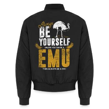 Neugieriger Emu Australien Outback - Unisex Bomberjacke - Schwarz - Hinten - AI Model Male 185 light (185cm)