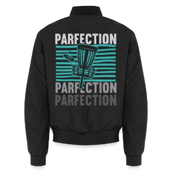 Parfection Disc Golf Frolf Freizeit-Werfer - Unisex Bomberjacke - Schwarz - Hinten - AI Model Male 185 light (185cm)