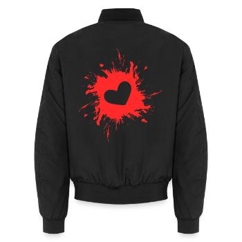 Herz Fleck Tinte rot - Unisex Bomberjacke - Schwarz - Hinten - AI Model Male 185 light (185cm)