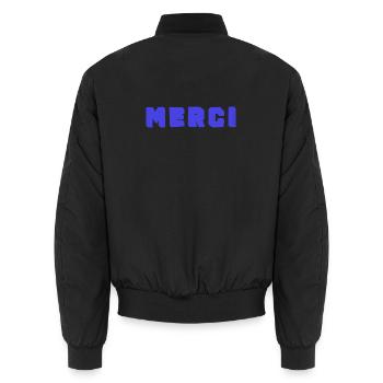 VIELEN DANK. GELIEBTE. MEISTER. DANKE, HERRIN - Unisex Bomberjacke - Schwarz - Hinten - AI Model Male 185 light (185cm)