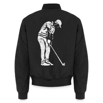 Treffsicherer Minigolf Platzkönig - Unisex Bomberjacke - Schwarz - Hinten - AI Model Male 185 light (185cm)