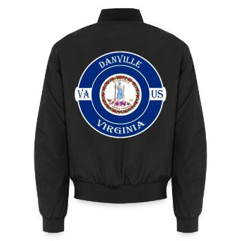 Danville Virginia Flagge USA Reise Souvenir Abzeichen - Unisex Bomberjacke - Schwarz - Hinten - AI Model Male 185 light (185cm)