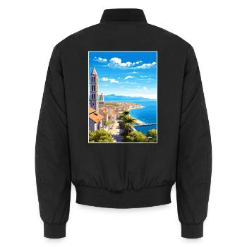 Split Kroatien Vintage Reiseposter WPA Souvenir - Unisex Bomberjacke - Schwarz - Hinten - AI Model Male 185 light (185cm)