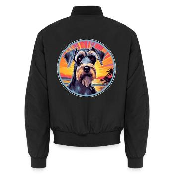 Standard Schnauzer Hunderasse Bunte Karikatur Wate - Unisex Bomberjacke - Schwarz - Hinten - AI Model Male 185 light (185cm)