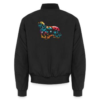 Stolzer Clumber Spaniel Jagdhund - Unisex Bomberjacke - Schwarz - Hinten - AI Model Male 185 light (185cm)