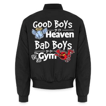 Good Boys go to Heaven, Bad Boys go to the Gym - Unisex Bomberjacke - Schwarz - Hinten - AI Model Male 185 light (185cm)