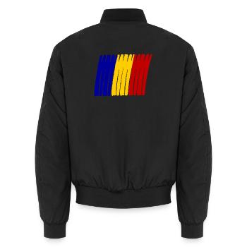 Rumänien painted Flag - Unisex Bomberjacke - Schwarz - Hinten - AI Model Male 185 light (185cm)