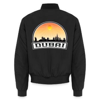 Dubai Skyline Vintage Sonnenuntergang Reise Souvenir - Unisex Bomberjacke - Schwarz - Hinten - AI Model Male 185 light (185cm)