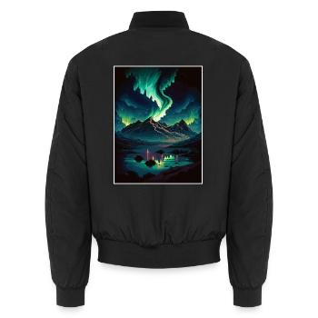 Nordlichter Aurora Borealis Island Souvenir - Unisex Bomberjacke - Schwarz - Hinten - AI Model Male 185 light (185cm)