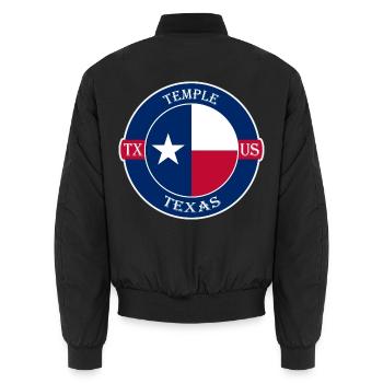 Tempel Texas Flagge USA Reise Souvenir Abzeichen - Unisex Bomberjacke - Schwarz - Hinten - AI Model Male 185 light (185cm)