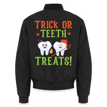 Trick or Teeth Treats! - Unisex Bomberjacke - Schwarz - Hinten - AI Model Male 185 light (185cm)