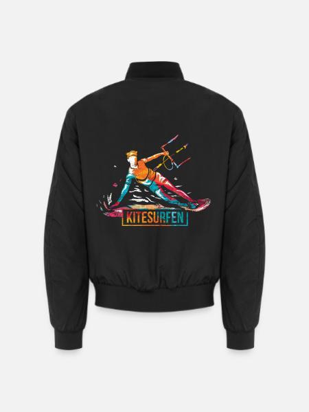 Stürmischer Kitesurfer Wellenritt - Unisex Bomberjacke - Schwarz