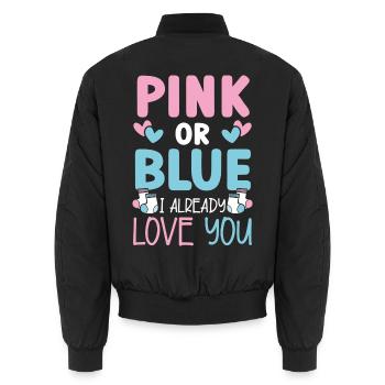 Rosa oder blau Ich liebe dich schon Baby Ankündigu - Unisex Bomberjacke - Schwarz - Hinten - AI Model Male 185 light (185cm)