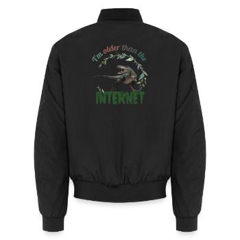 I’m older than the Internet + Dinosaurier - Unisex Bomberjacke - Schwarz - Hinten - AI Model Male 185 light (185cm)